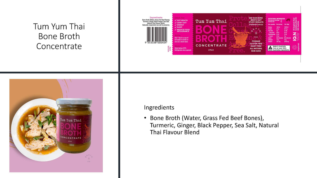 Aussie Natives - Bone Broth Concentrate Tum Yum Thai 275g - Grassfed