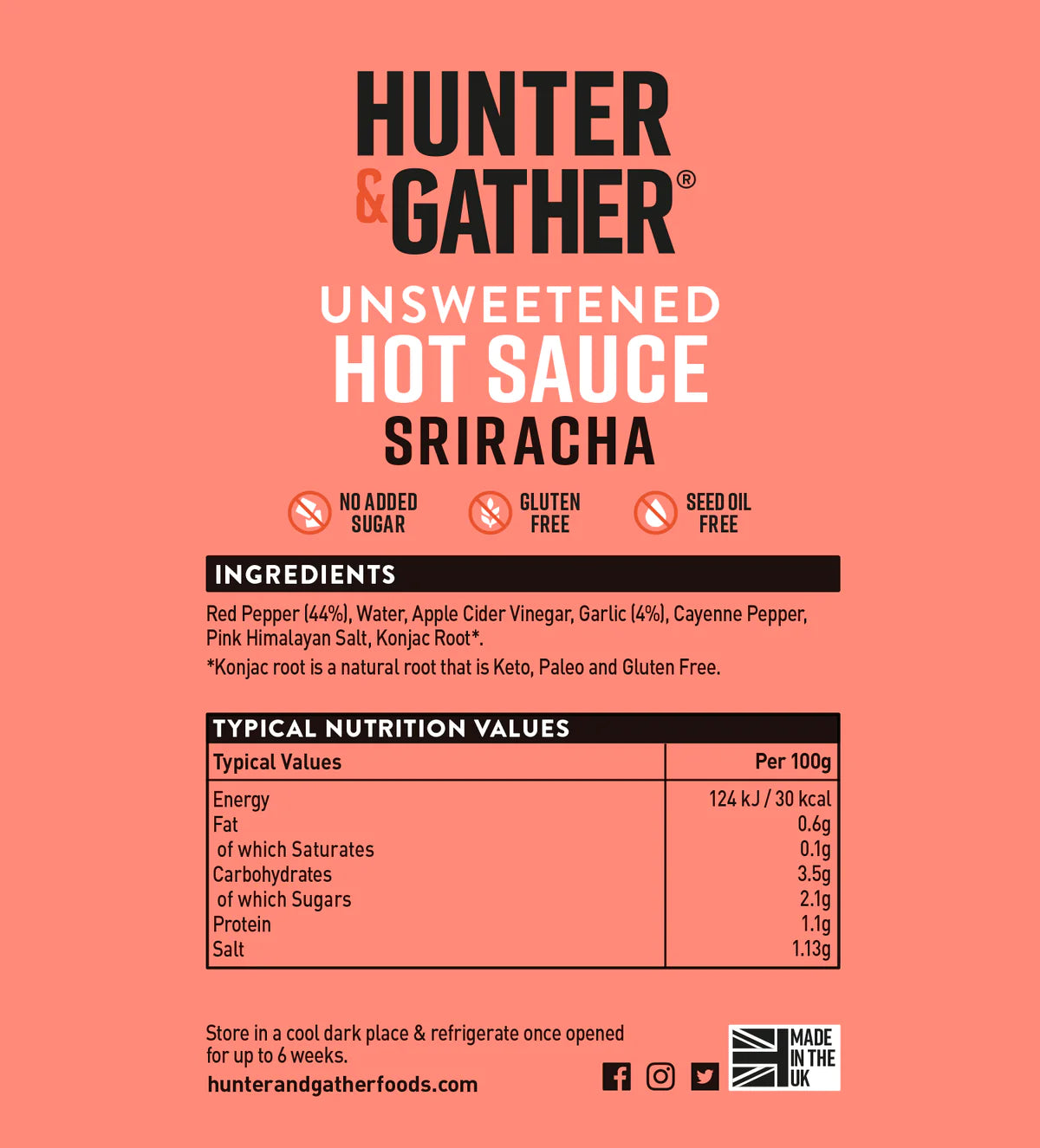 Hunter & Gather Sriracha Hot Sauce Squeezy Bottle 350g