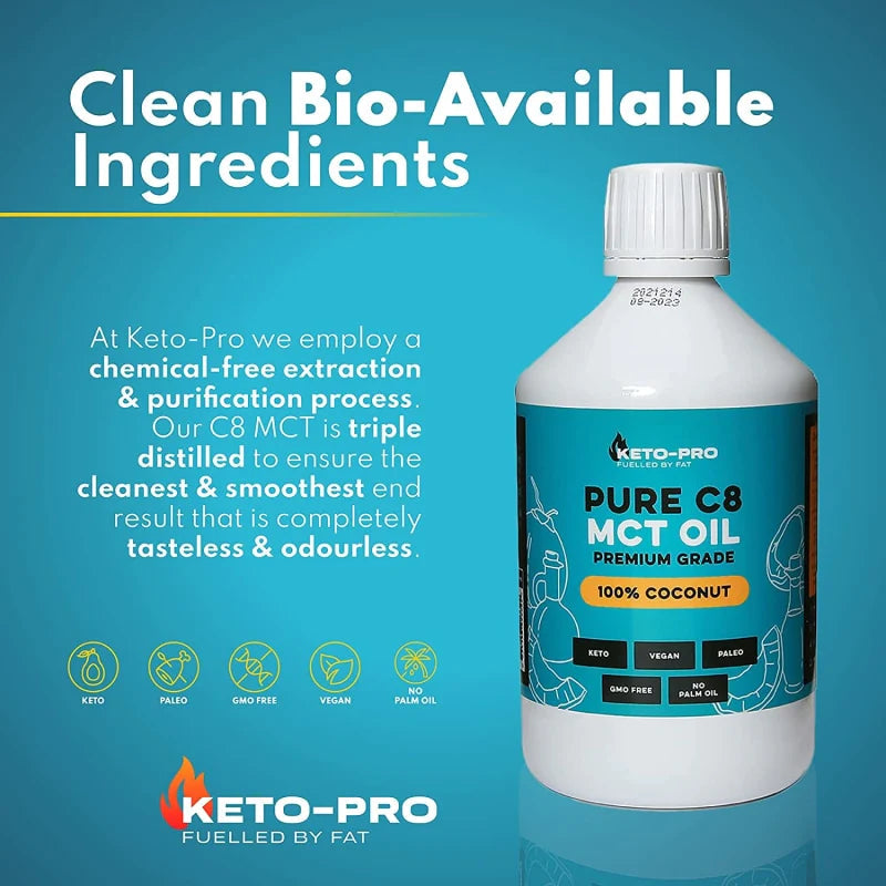 Keto-Pro C8 MCT Oil - 99.9% - Worlds Highest Purity 500ml