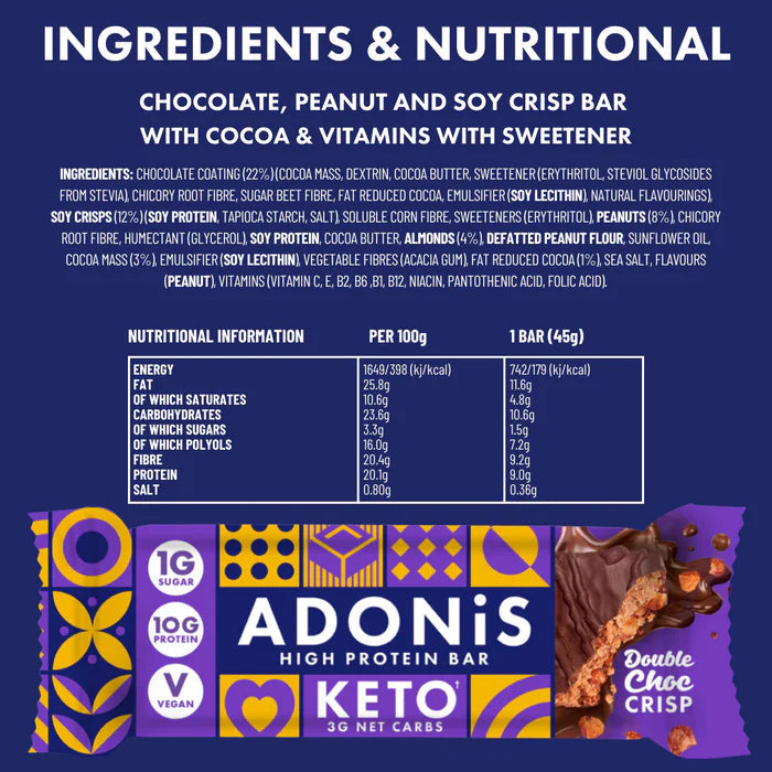 Adonis-Foods Double Choc Crisp Keto Bar 45g