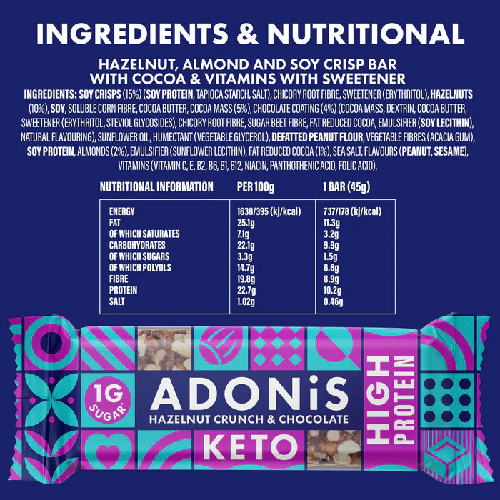 Adonis-Foods Hazelnut Crunch Keto Bar 45g