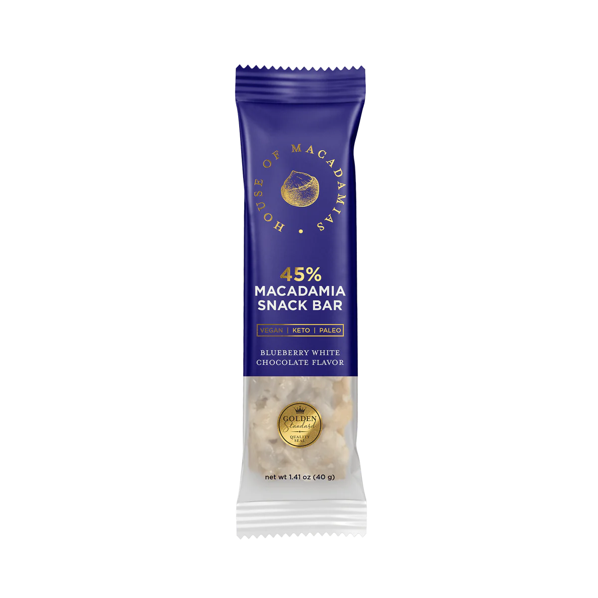 House of Macadamias Blueberry White Chocolate Macadamia Snack Bar 40g