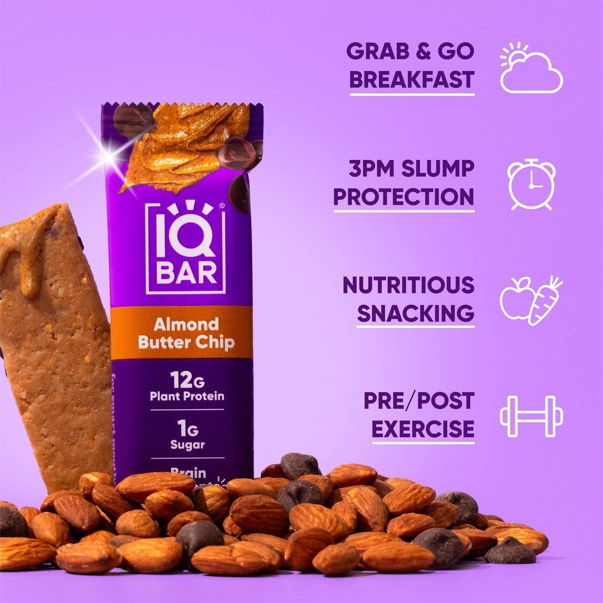 IQBAR Almond Butter Chip | Brain + Body Keto Protein Bars