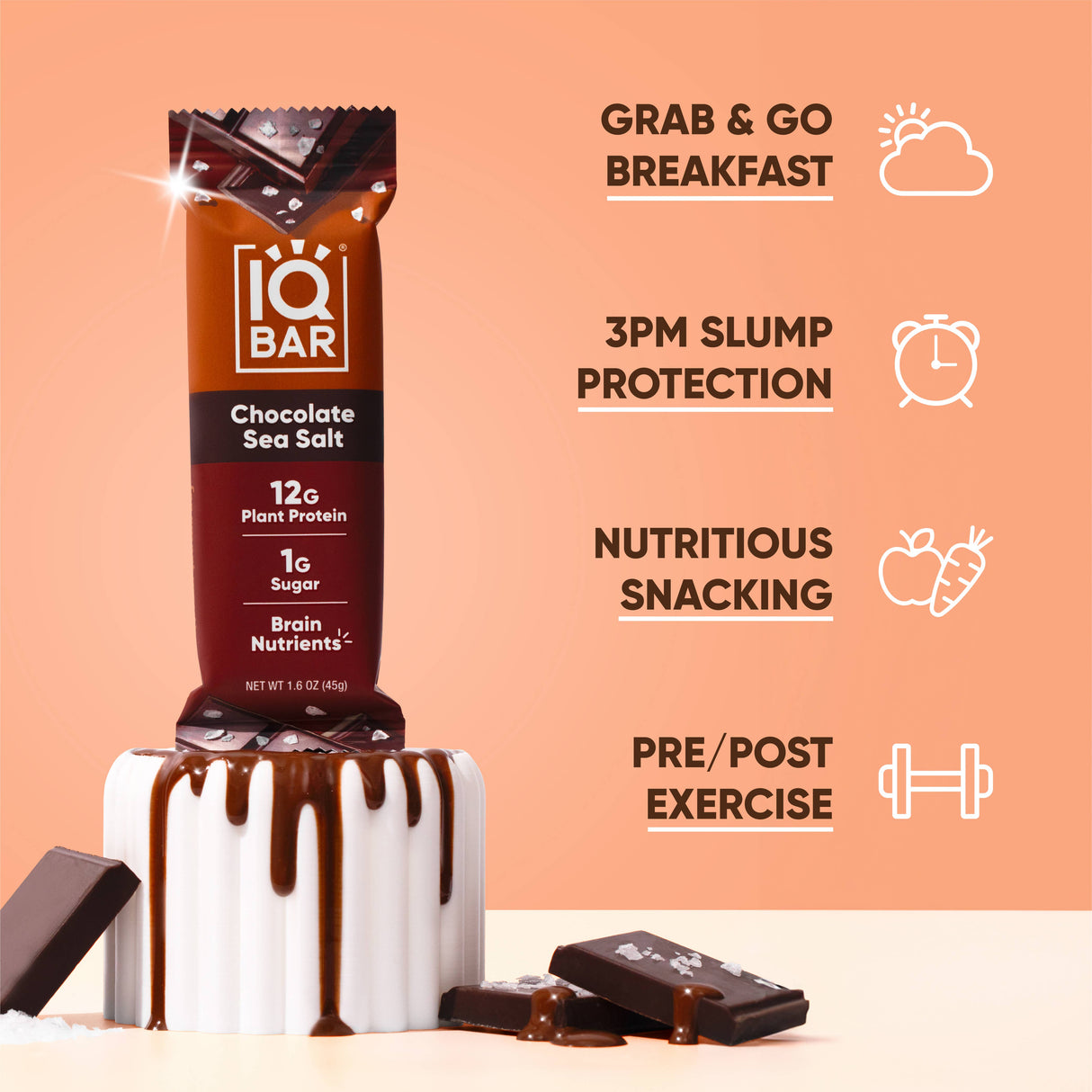 IQBAR Chocolate Sea Salt | Brain + Body Keto Protein Bar