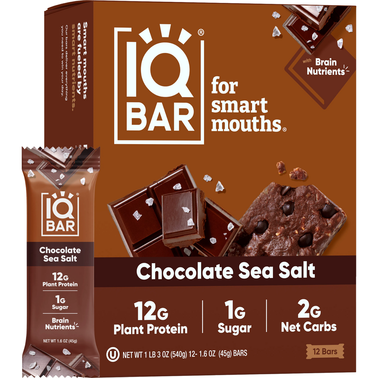 IQBAR Chocolate Sea Salt | Brain + Body Keto Protein Bar