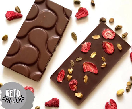 Keto Chocolate Bar - Strawberries and Pistachios 90g (No Added Sugar)