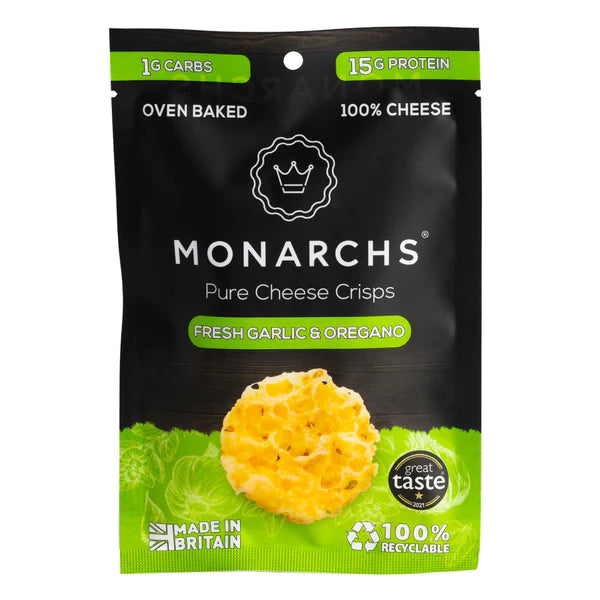 Monarchs Fresh Garlic & Oregano Cheese Crisps 30g