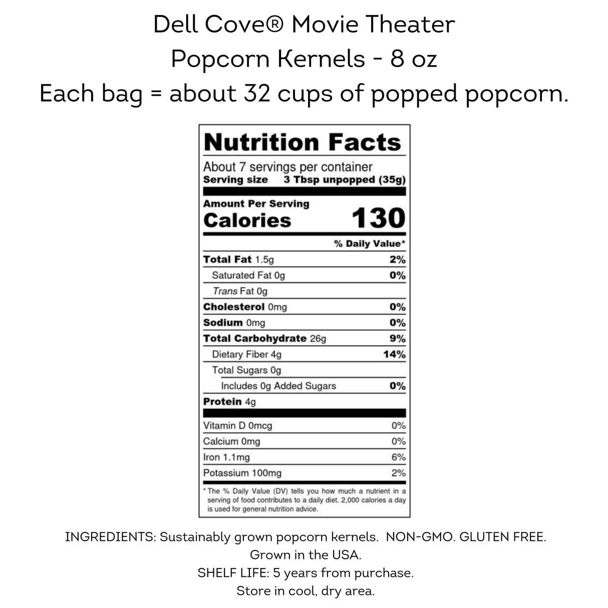 Movie Night Popcorn Kernels - Movie Theater Popcorn: 8 Oz. Bag