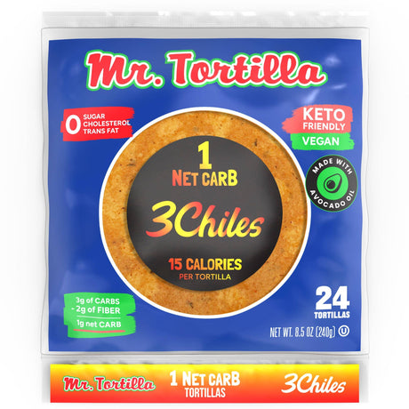 Mr. Tortilla's 1 Carb Tortilla x 24 - Spicy 3 Chiles