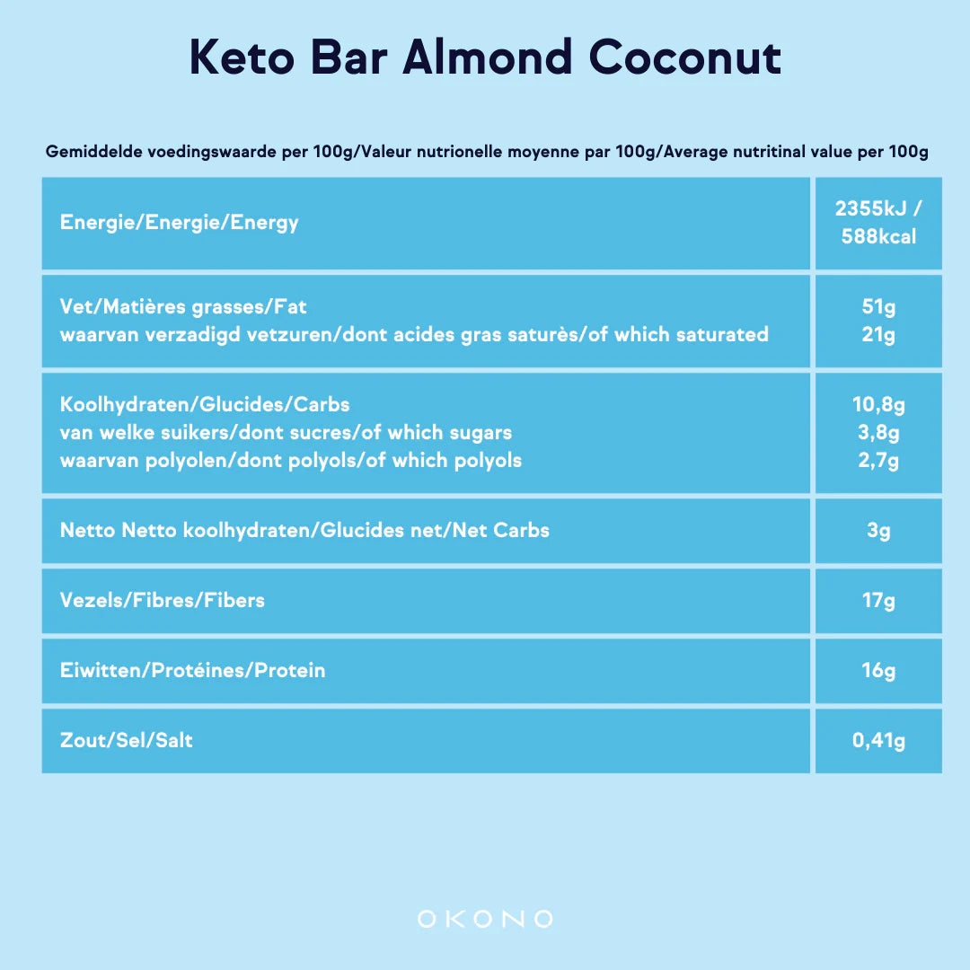 OKONO Gluten Free Almond & Coconut Keto Bar 40g