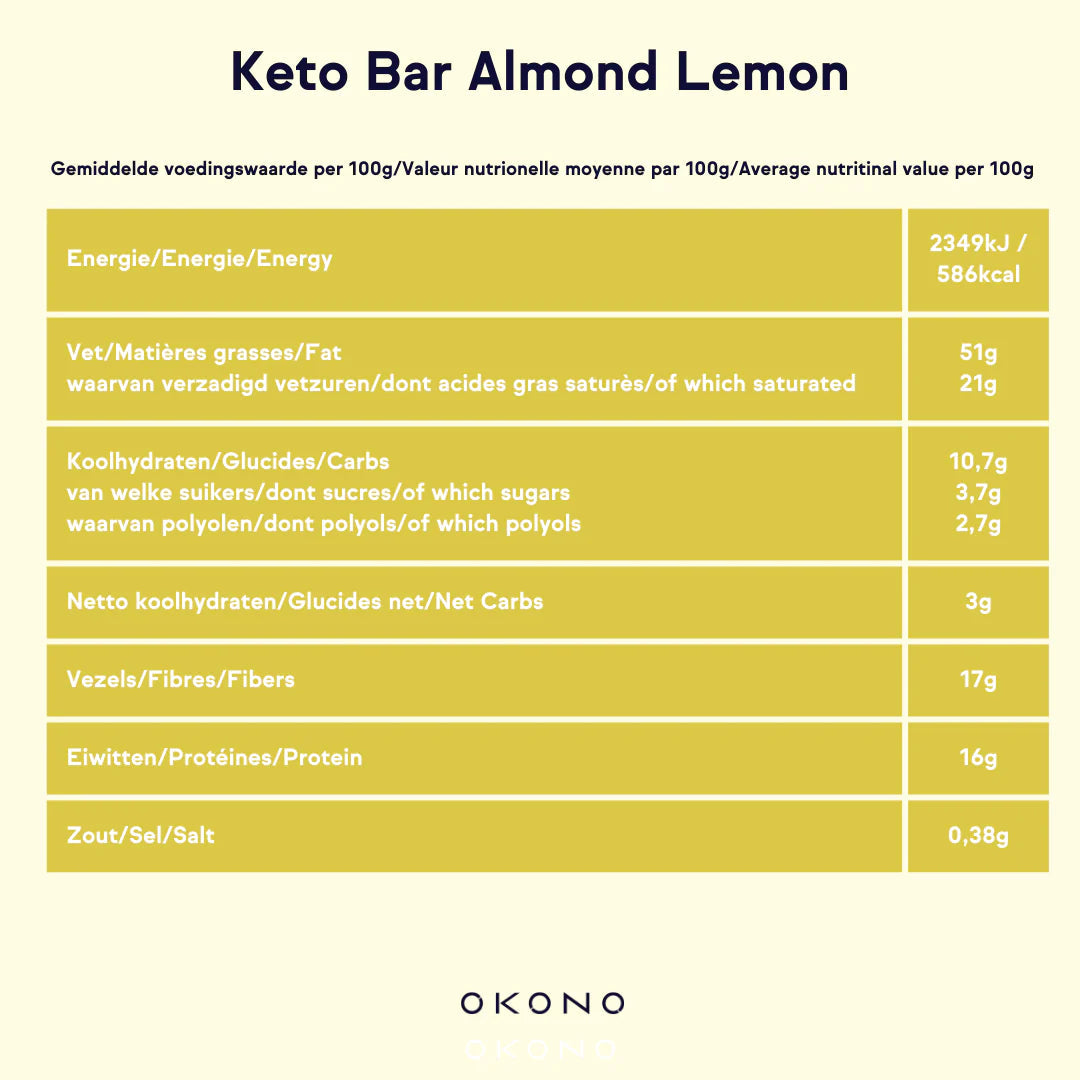 OKONO Gluten Free Almond & Lemon Keto Bar 40g