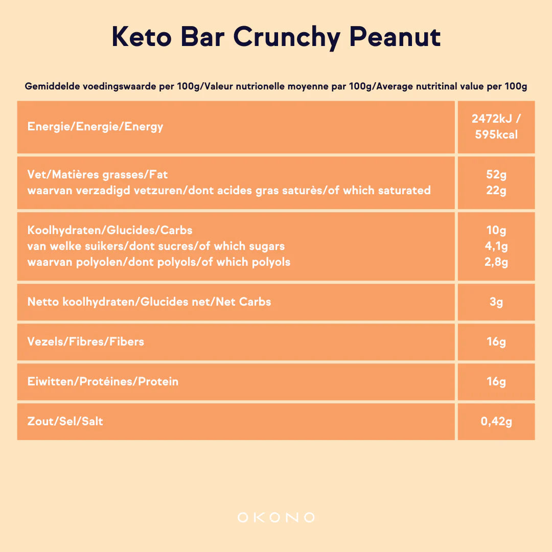 OKONO Gluten Free Crunchy Peanut Keto Bar 40g