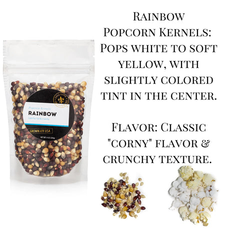 Rainbow Popcorn - Multi Colored Popcorn Kernels: 8 Oz. Bag