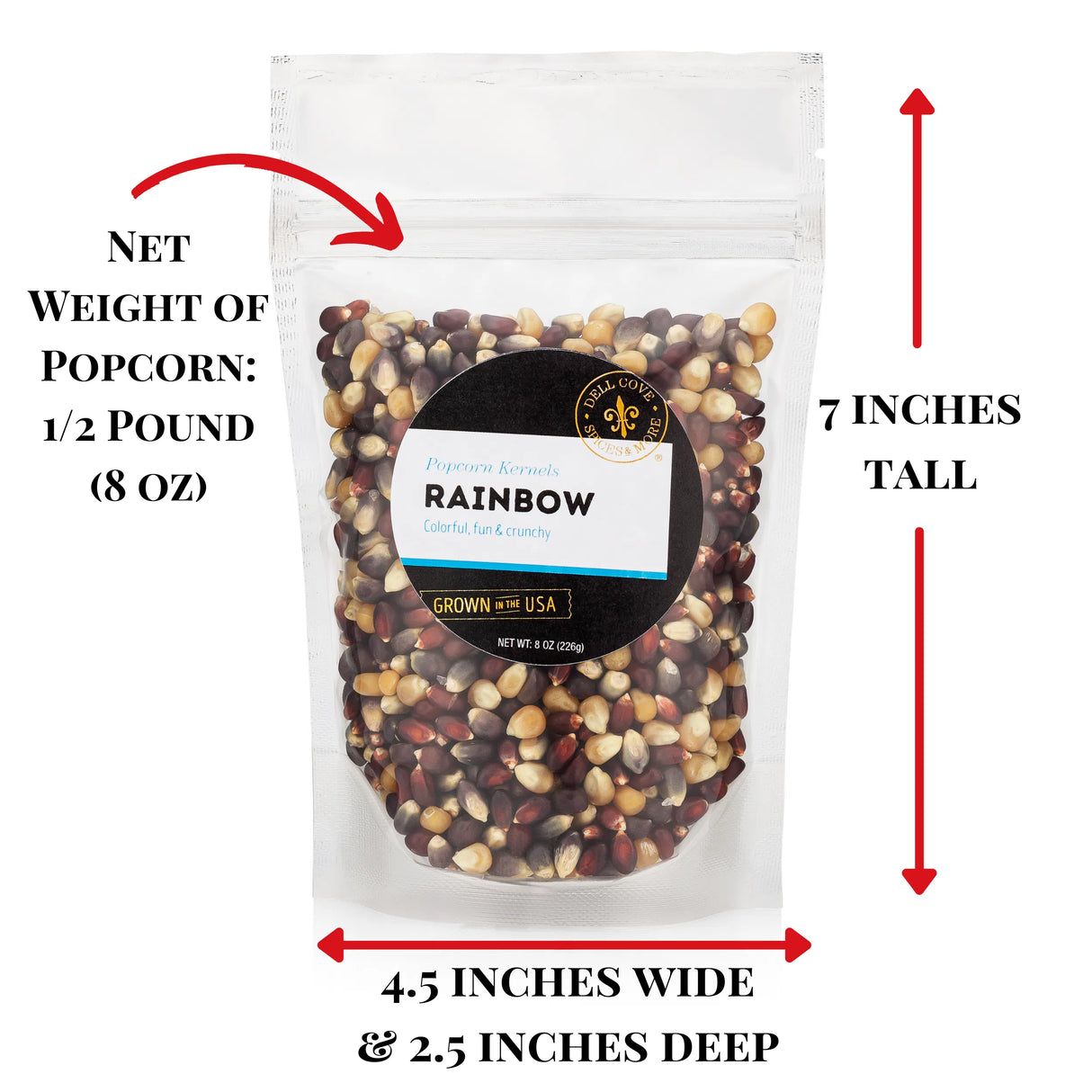 Rainbow Popcorn - Multi Colored Popcorn Kernels: 8 Oz. Bag