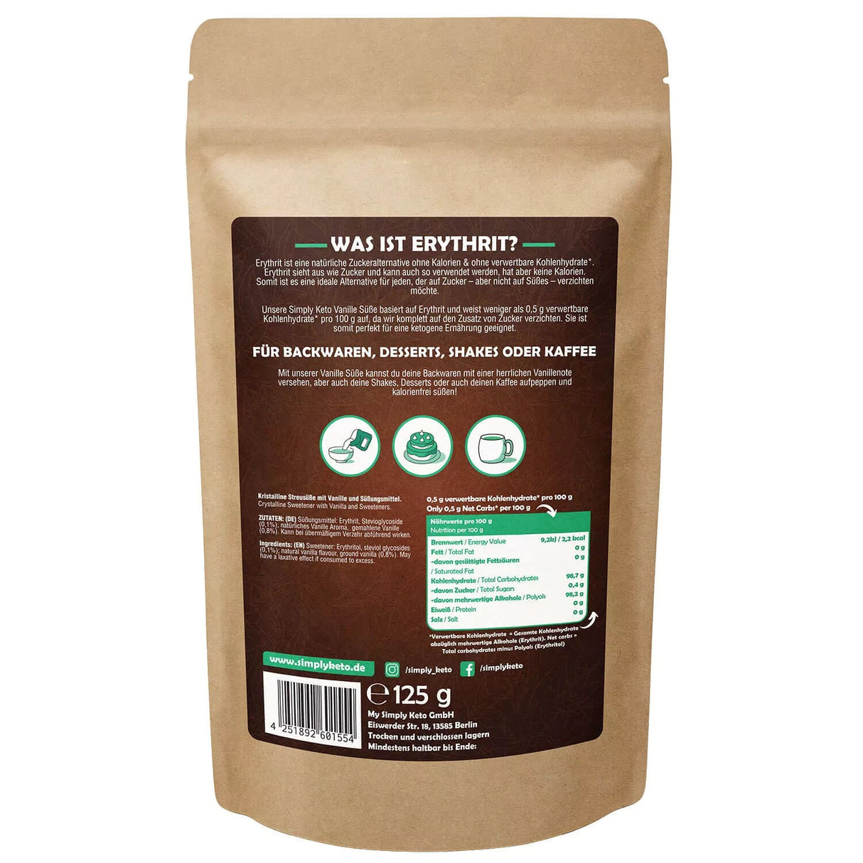 Simply Keto Vanilla Erythritol 125g