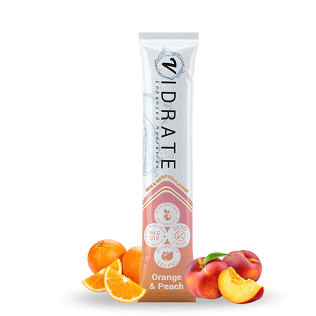 Vidrate Orange & Peach Hydration Powder With Electrolytes 10 Sachets