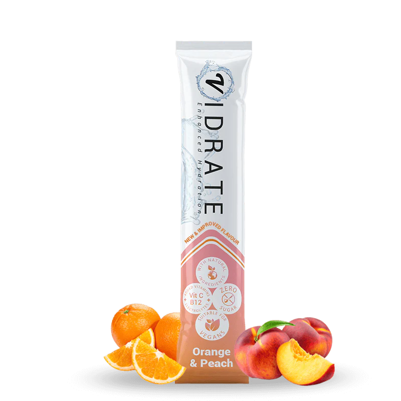 Vidrate Orange & Peach Hydration Powder With Electrolytes 10 Sachets