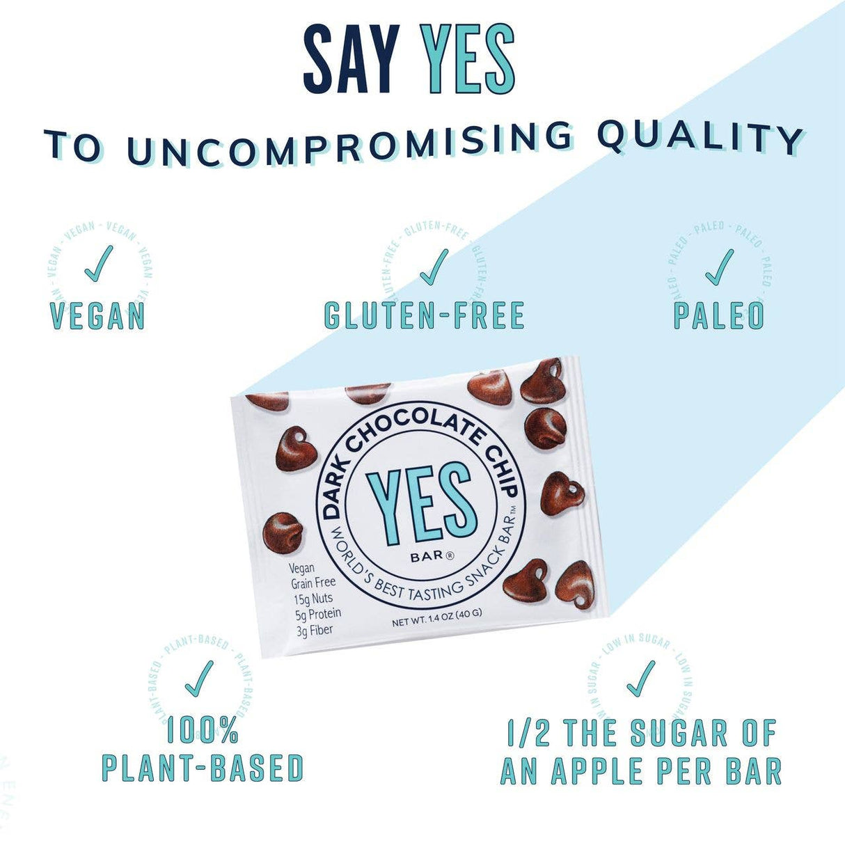 YES Bar® Dark Chocolate Chip - Gourmet Plant-Based Snack Bar x Individual Bar