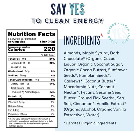 YES Bar® Dark Chocolate Chip - Gourmet Plant-Based Snack Bar x Individual Bar