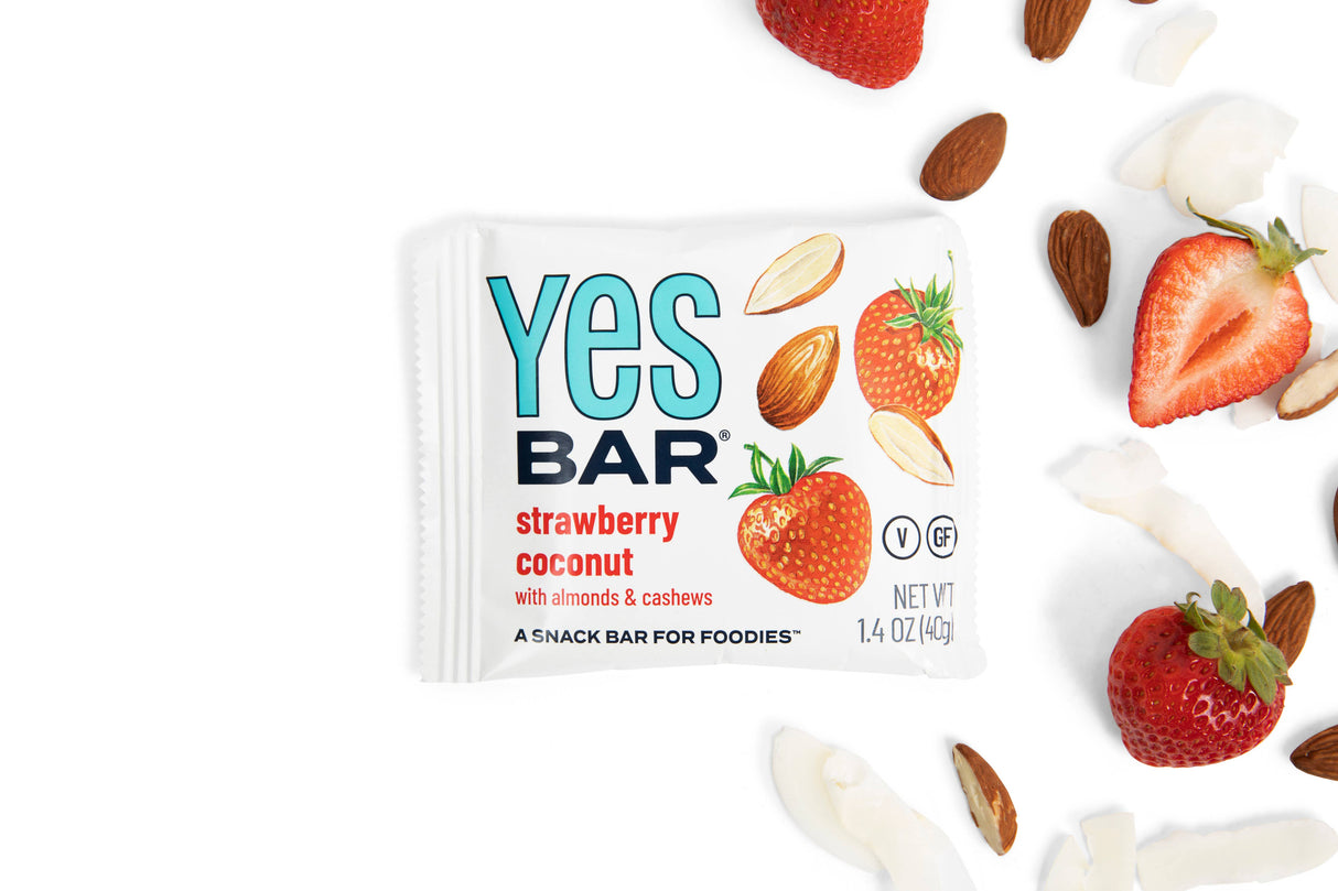 YES Bar® Strawberry Coconut - Gourmet Plant-Based Snack Bar - Individual Bar