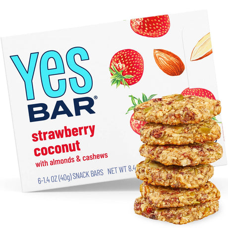 YES Bar® Strawberry Coconut - Gourmet Plant-Based Snack Bar - Individual Bar